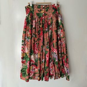 April Cornell Floral Midi Skirt Cottagecore L